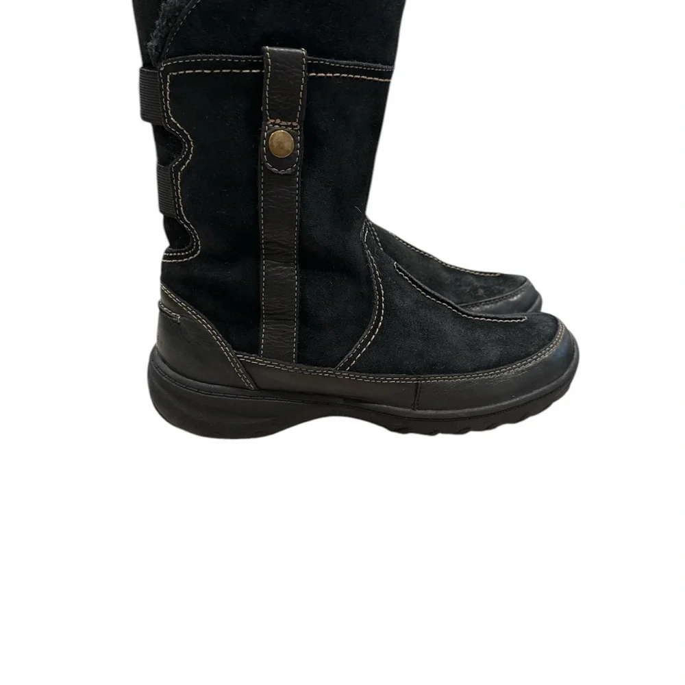 CLARKS BOOTS SIZE 7M Black Suede Winter Boots | Leather